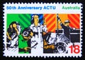 Postage stamp Australia, 1977. 50th Anniversary of Australian Council of Trade Unions ACTU