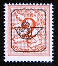 Postage stamp Belgium, 1967. Precanceled Number on Heraldic Lion