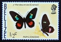 Postage stamp Belize, 1974. Arcas Cattleheart Butterfly Parides arcas butterfly Royalty Free Stock Photo