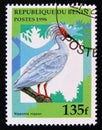 Postage stamp Benin, 1996. Asian Crested Ibis Nipponia nippon bird