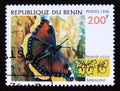 Postage stamp Benin 1998. Camberwell Beauty Nymphalis antiopa butterfly