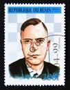 Postage stamp Benin, 1999. Max Euwe chess champion portrait