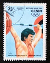 Postage stamp Benin 1995, Olympic Games Weight lifting