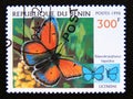 Postage stamp Benin, 1998. Purple egged Copper Palaeochrysophanus hippothoe butterfly Royalty Free Stock Photo