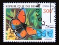 Postage stamp Benin 1998. Purple egged Copper Palaeochrysophanus hippothoe butterfly Royalty Free Stock Photo
