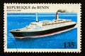 Postage stamp Benin, 1995, Queen Elisabeth II, turbine diesel