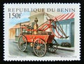 Postage stamp Benin, 1998. Veteran 1850 antique fire brigade engine