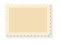 Postage stamp. Blank postal frame with perforation holes, beige empty sticker with realistic shadows for letters and