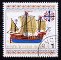 Postage stamp Bulgaria, 1977. Hansa cog Historic sailing Ship