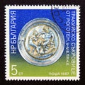 Postage stamp Bulgaria, 1987. Plate artifact