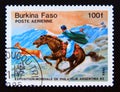 Postage stamp Burkina Faso 1985. Gaucho hunter horseman Royalty Free Stock Photo