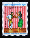 Postage stamp Cambodia 1983. Dancers with Castanets Traditional dance