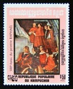 Postage stamp Cambodia 1983. Details from Mass of Bolsena, RaphaÃÂ«l painting