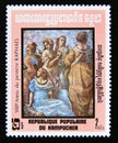 Postage stamp Cambodia 1983. Details from The Muses, RaphaÃÂ«l painting