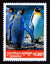 Postage stamp Cambodia 2001. King Penguin Aptenodytes patagonicus