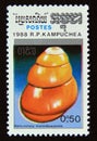 Postage stamp Cambodia 1988. Land Snail Helicostyla marinduquensis