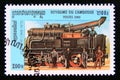 Postage stamp Cambodia 2000. Old Jules Petiet 1845 1872 steam locomotive Royalty Free Stock Photo