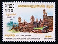 Postage stamp Cambodia 1983. Ruins of Srah Srang khmere ancient ruin