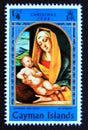 Postage stamp Cayman Islands, 1969. The Virgin and Child 1483, Alvise Vivarini painting Royalty Free Stock Photo