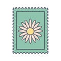 Postage stamp with chamomile. Vector illustration Royalty Free Stock Photo