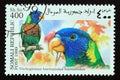 Postage stamp Cinderella 1999. Coconut Lorikeet Trichoglossus haematodus haematodus