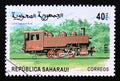 Postage stamp Cinderella 1999. Locomotive 0-6-0