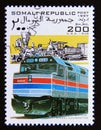 Postage stamp Cinderella 1997. USA locomotive and Amtrak train