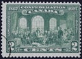 Postage stamp commemorating the 60th anniversary of Canadian independence
