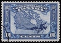 Postage stamp commemorating the 60th anniversary of Canadian independence