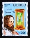 Postage stamp Congo Republic Brazzaville, 1992. Alonso de Ojeda Royalty Free Stock Photo