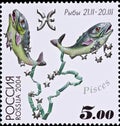 Postage stamp - constellation of Pisces, Zodiac Signs series 2004