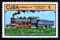 Postage stamp Cuba 1984. Antique Steam Locomotive