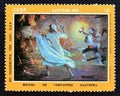 Postage stamp Cuba 1972. Battle with Wine Skins, A. Fernandez painting