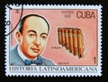 Postage stamp Cuba 1991. Eduardo Caba and Antara Bolivia Royalty Free Stock Photo