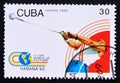 Postage stamp Cuba 1992, Hammer throw athlete Royalty Free Stock Photo