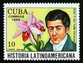 Postage stamp Cuba 1989. Jose Cecilio del Valle and Laelia anceps orchid flower Royalty Free Stock Photo