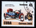 Postage stamp Cuba, 2006, 1925 Leyland Motors pumper motorcycle, United Kingdom