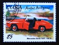 Postage stamp Cuba 2002. Mercedes Benz 190 SL, 1957 oldtimer car