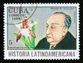 Postage stamp Cuba 1989. Miguel Asturias, Odontoglossum rossii flower