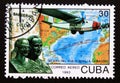 Postage stamp Cuba, 1993, Monument, propeller aircraft, Rohrbach Roland Cuatro Vienta