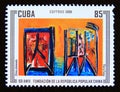 Postage stamp Cuba 2009. Republic of China Cino Platanado and Flora Fong painting