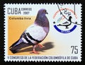 Postage stamp Cuba, 2007. Rock Pigeon Columba livia, Emblem