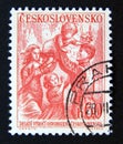 Postage stamp Czechoslovakia, 1955. Children greeting soldier