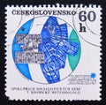 Postage stamp Czechoslovakia, 1970, Molniya meteorological satellite