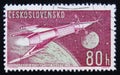 Postage stamp Czechoslovakia, 1962, Multi stage automatic rocket