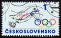 Postage stamp Czechoslovakia 1984, Olympic games high jump athlete