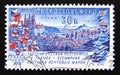 Postage stamp Czechoslovakia, 1961. View of Prague, Flags and Stamps Royalty Free Stock Photo