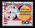 Postage stamp Czechoslovakia, 1985, 40 Years World Trade Union