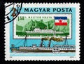 Postage stamp dedicated to Danube Commission. Ship on postage stamp