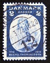 Postage stamp Denmark, 1970. Bertel ThÃÂ³rvaldsen portrait Royalty Free Stock Photo